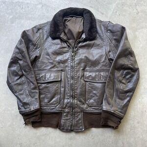 Vintage 60s U.S. Navy G-1 Leather Flight Jacket Men's 42 Brown Bomber Scovill